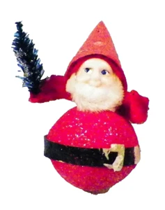 Santa Claus Christmas Tree Ornament Papier Mache Red Japan Vintage #1 - Picture 1 of 3