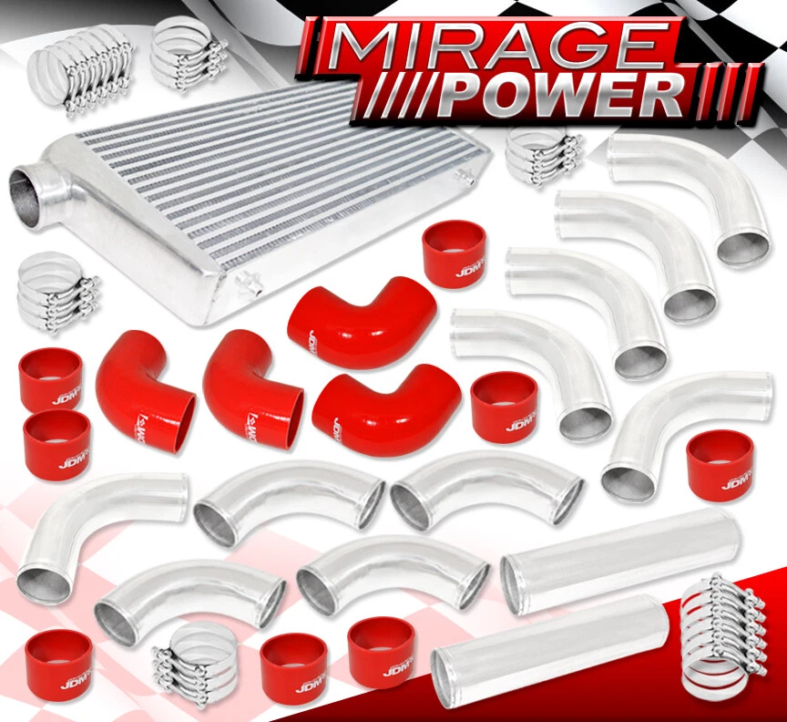 Fmic Kit Aluminum Pipes Piping With Bar &Plate Front Mount Turbo Intercooler Set Foto 1 de 4