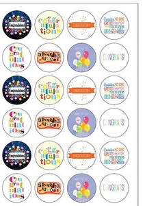 Cake Toppers Congratulations 24 PRE-CUT Edible Wafer Paper Decorations - Picture 1 of 8