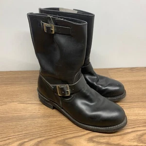 Vtg Work N Sport Engineer Boots Black Leather Motorcycle Men's 9EE Steel Toe USA - Picture 1 of 13