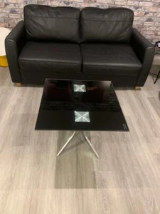 Modern Square Glass Black Coffee Table/Lamp Table new and boxed clearance stock - Picture 1 of 6