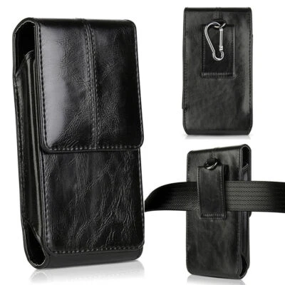 Universal Vertical Holster Leather Cell Phone Case Pouch Carry Belt Clip Cover - Image 1 of 4