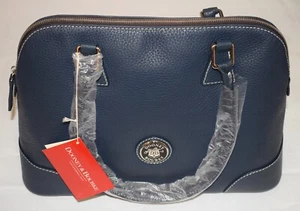 Dooney & Bourke Dark Blue Marine Pebble Leather Domed Satchel Zip Zip Purse US12 - Picture 1 of 11