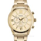 FOSSIL Flynn Mens Chronograph Watch, Gold Dial, Stainless Steel Band, BQ1128