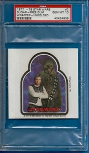 1977 Star Wars Sugar-Free Gum Wrapper #7 Chewie & Han Solo (Rookie) Psa 10 - Bild 1 von 2