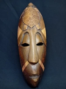 Fiji Hardwood Hand Carved Wooden Mask. Height 18". Good Condition. - Picture 1 of 8
