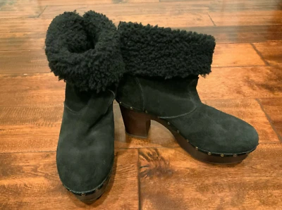 Botines de gamuza negros L'autre Chose con tacones de madera, talla 7 (US) 37 (EU) Foto 1 de 4