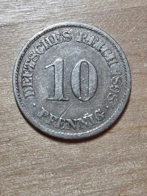 Germany 10-pfennigs coin, 1898 A. KM# 12, copper-nickel. Eagle. Berlin mint. - Image 1 of 4