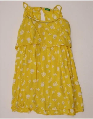 Vestido halter BENETTON niñas 6-7 años pequeño amarillo floral viscosa AA09 Foto 1 de 3