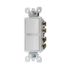 INTERRUPTOR COMBINADO DOBLE 3 VÍAS AC LEVITON 5640-W DECORA, 20A, 120/277V, BLANCO - Imagen 1 de 2