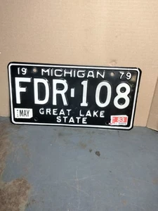 Vintage Original 1979 Michigan License Plate USA FDR-108 Great Lakes State 79 - Picture 1 of 4