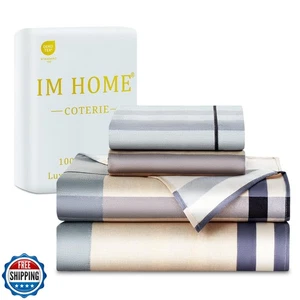 IM HOME Queen Size 4 Piece Sheet Set Organic Cotton Super Soft Luxury Bedding - Picture 1 of 5