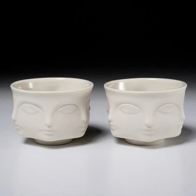 Jonathan Adler Muse White Porcelain Face Votive Tealight Candle Holder Pair 2"h - Image 1 of 4