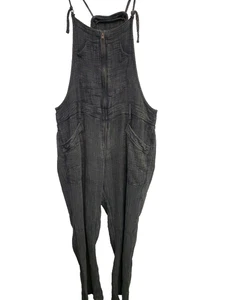 Anthropologie Pilcro Gauzy Bibs Overalls Gray Faded Cotton Zip Front Size 31 - Picture 1 of 10