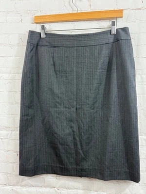 J. Crew шерсти юбка женщин размер 12 серый в тонкую полоску полностью с подкладкой мини повседневный - Изображение 1 из 4