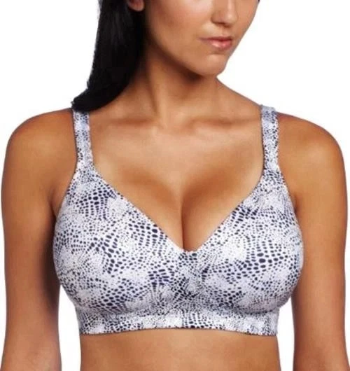 Sujetador Inalámbrico Playtex 4738 Secrets Suavizado Lateral Blanco Azul Marino Estampado Satinado Talla 36B Foto 1 de 1