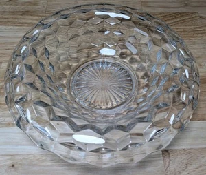 Vintage 80s Fostoria 2056 AMERICAN Cubed 11.5" CRYSTAL Fruit  BOWL Knurled Top  - Picture 1 of 10