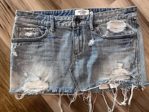 Abercrombie And Fitch Low Rise Micro Mini Denim Jean Skirt Women’s 6 Y2K 2000s - Picture 1 of 9
