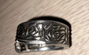 Vintage Nasco Japan “Caress” Stainless Spoon Ring Size 7.5 Floral Vine Pattern - Picture 1 of 7