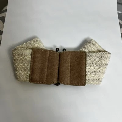 Cinturón Mujer Marfil Elástico Elástico Hebilla Ancha Damas 5/6 Foto 1 de 4