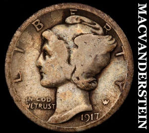 1917-S Mercury Dime - Scarce  Better Date  No Reserve  #F9394 - Picture 1 of 2