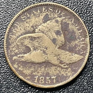 1857 Flying Eagle Cent 1c Fine Details Type Coin - Picture 1 of 2