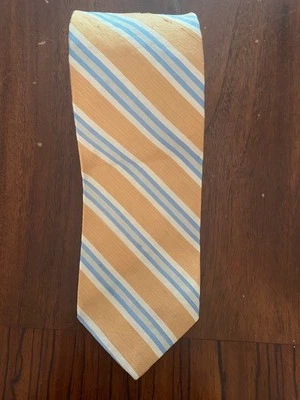"Corbata ajustada Kelly 1 amarilla azul a rayas Repp Shantung seda 55"" de colección" Foto 1 de 4