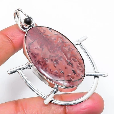 Caffè Jasper, Gemma Onice Nera, Pendente In Argento Sterling 925 2.56" - Immagine 1 di 4