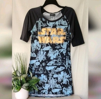 Star Wars Women's Blue Graphic Raglan 3/4 Sleeve Sleep Wear Size Small - Image 1 of 4