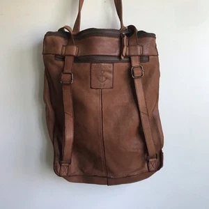 NWT HARBOUR 2ND LARGE LEATHER CONVERTIBLE BACKPACK TOTE COGNAC - Picture 1 of 7