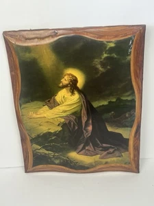Quadro vintage Gesù Cristo nel giardino del Getsemani religioso in legno epossidico - Foto 1 di 19