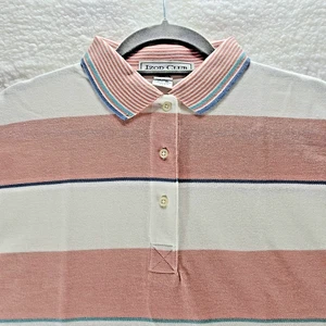 IZOD CLUB Women's XL Polo Golf Shirt Short Sleeve White Rose Mauve Pink Striped - Picture 1 of 10