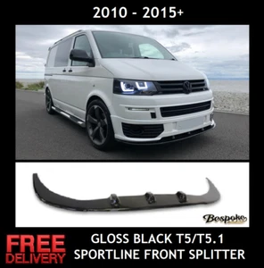 VW LOWER BLACK GLOSS FRONT SPLITTER LIP SPOILER TRANSPORTER T5 T5.1 SPORTLINE - Picture 1 of 14