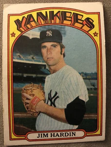1972 Topps Jim Hardin Baseball Card #287 Yankees Pitcher Low Grade - Picture 1 of 2