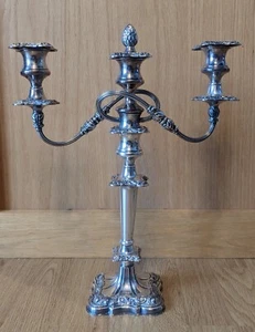 Antique Legacy Plate Candelabra 3 Arm Ornate Candlestick Holder Silver on Copper - Picture 1 of 18