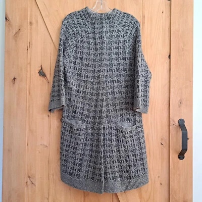 Chaqueta Suéter Eileen Fisher S Gris Lana Alpaca Largo Plumero Cárdigan Grueso Tejido Foto 1 de 4