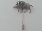 A71 Wild Boar   English Pewter Motif On A Tie Stick Pin Hat Scarf Collar