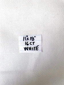 White Aida 16 Count Cross Stitch Fabric 100% Cotton 11" x 18" - Picture 1 of 2