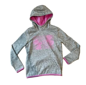 UNDER ARMOUR Sz YLG Girls COLD GEAR Athletic Sweatshirt Hoodie Gray Purple - Picture 1 of 7