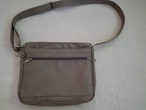 DANCHE mocha polyester anti theft unisex crossbody travel bag. W 29 x H 24cms - Picture 1 of 11
