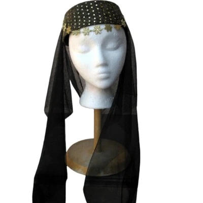 NEW Costume Black & White Gold Sequin Harem Girl/Belly Dancer Hat  - Image 1 of 4