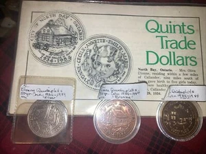 (3) 1934-1984  50th Anniversary DIONNE QUINTUPLETS Silver/GOLD/Bronze Dollars - - Picture 1 of 22