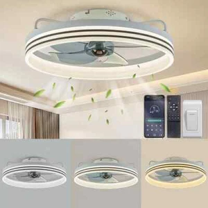 FANNEHONNE 20 in. Indoor White LED Indoor Ceiling Fan Light w/Remote - Picture 1 of 5