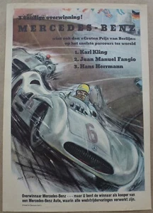 Poster Mercedes 1954 poster vittoria originale GP Berlino Kling Fangio di Liska - Foto 1 di 1