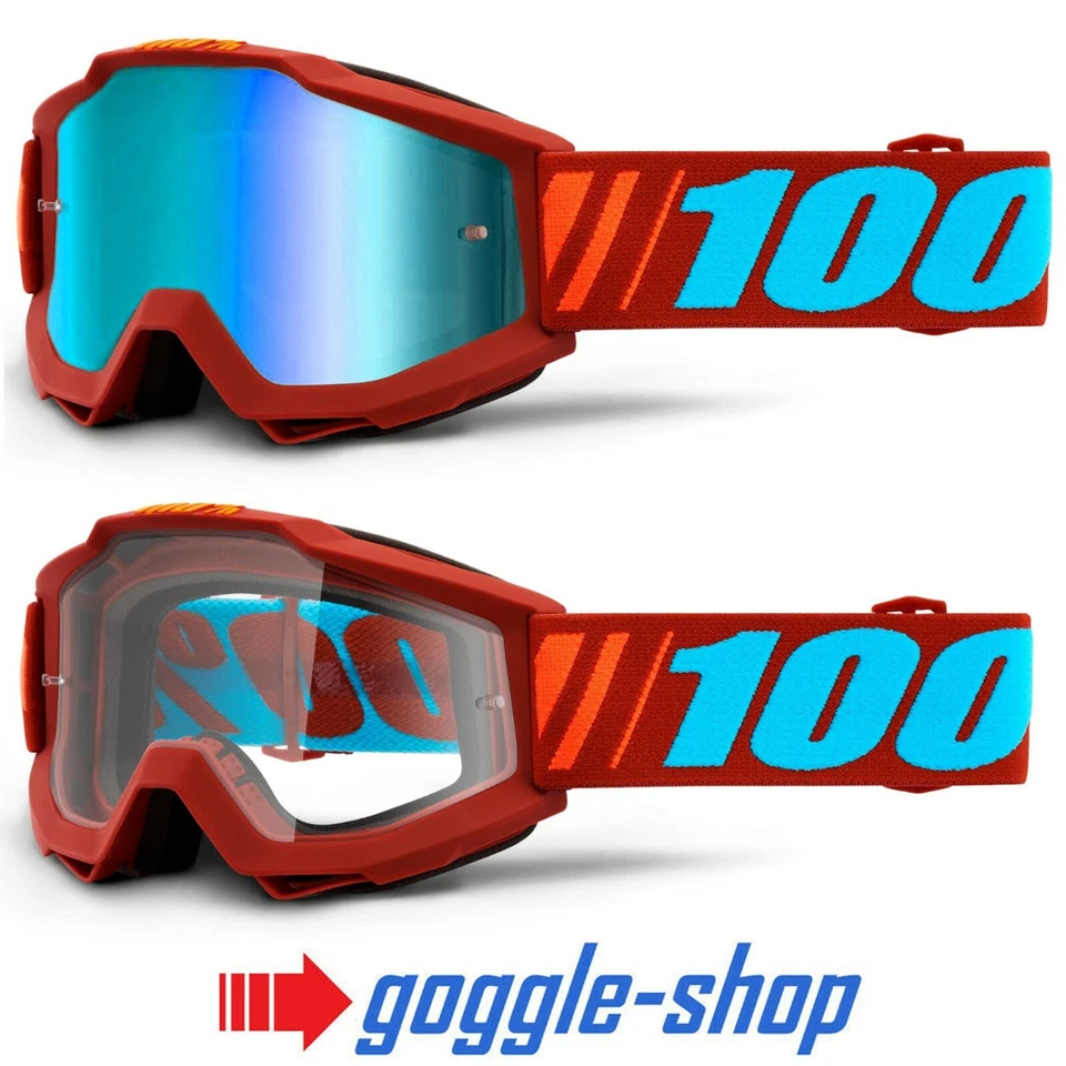 2020 100% Percent ACCURI Motocross MX MTB Gafas - Rojo Dauphine - Espejo Azul - Imagen 1 de 1