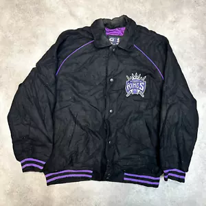 NBA G-III Sacramento Kings Bomber Jacket Men XL Button Up Varsity Jacket Black - Picture 1 of 12