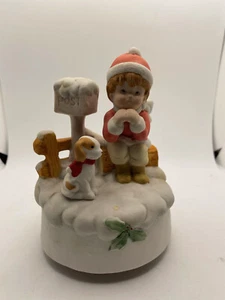 CHILD WITH DOG CHRISTMAS MUSIC TURNTABLE - Picture 1 of 5