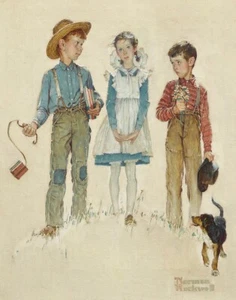 Norman Rockwell Me And My Pal Rivals Canvas Print 16 x 20 - Picture 1 of 4