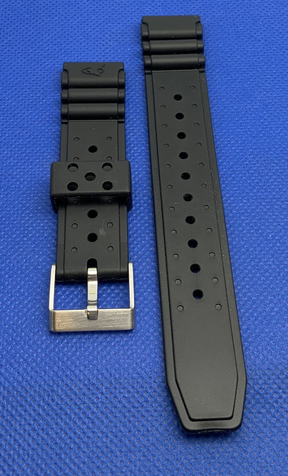 Correa negra para hombre estilo buzo de goma fósil hebilla negra 18 mm # 112 NOS PS Foto 1 de 4