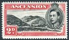 Ascension-1949 2D Black & Scarlet Perf 14 "Mountaineer Flaw".  L.Mounted Sg 41Ca